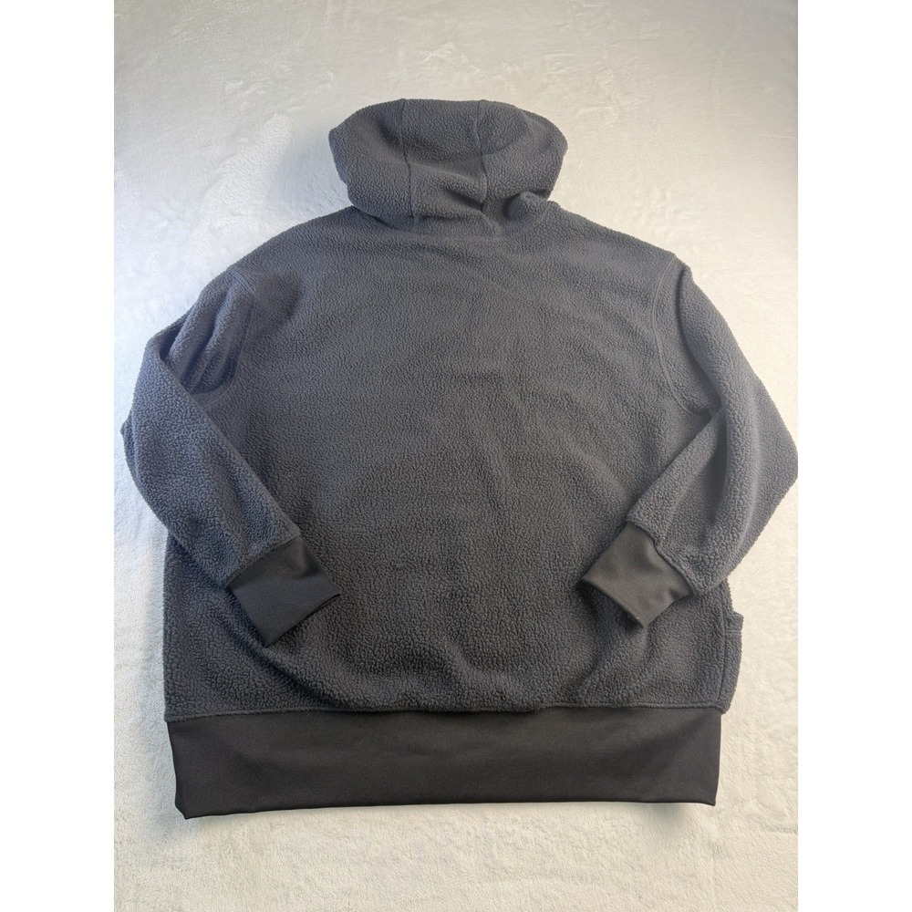 Nike Mens Black Sherpa Fleece Pullover Hoodie Center Swoosh Kangaroo Pocket Sz M - Picture 6 of 8